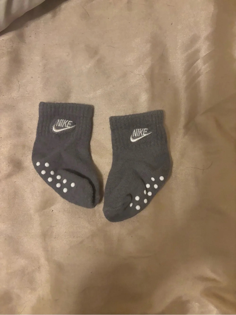 Nike Gray Baby Grippy Socks with White Logo- 2 pack